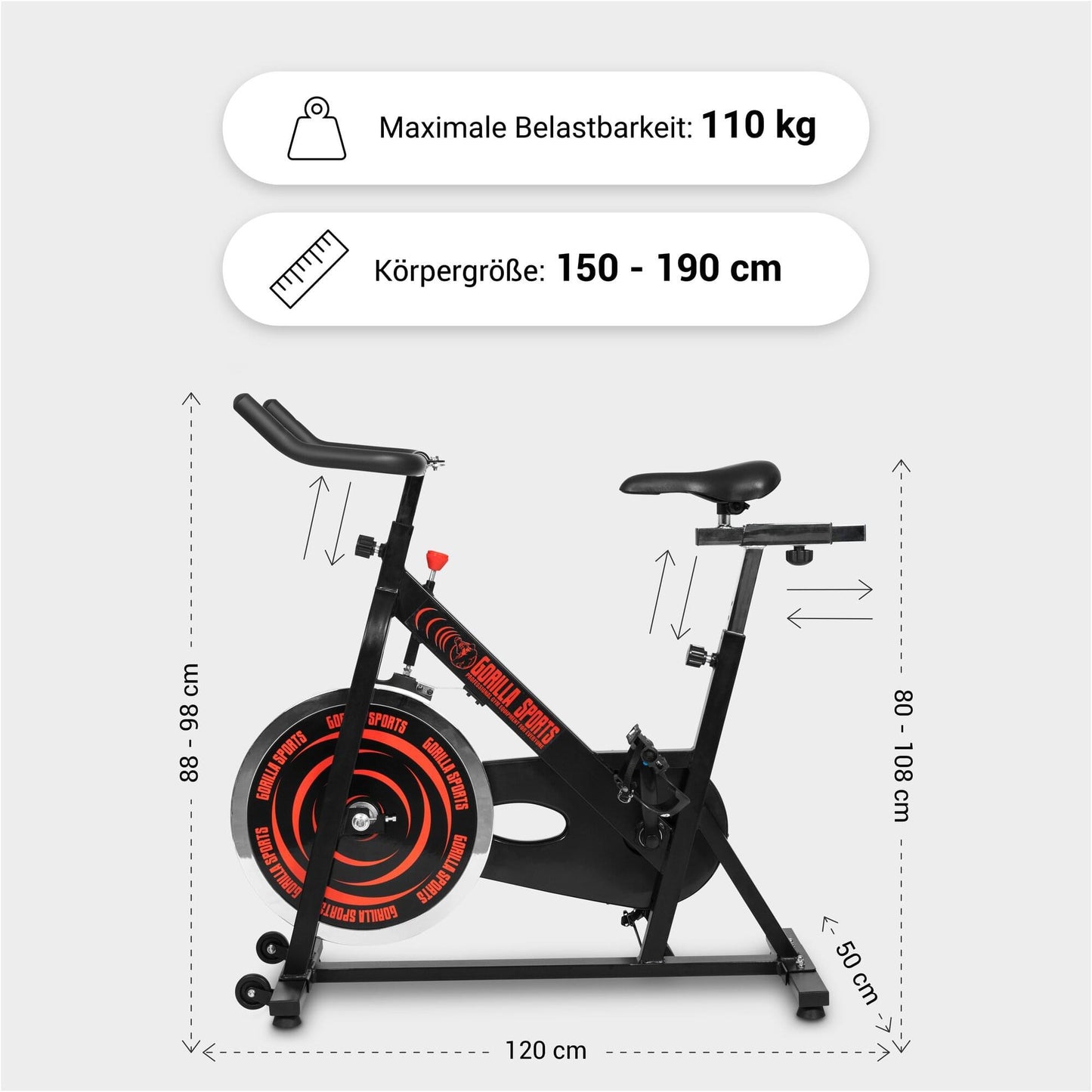 Indoor Cycling Fahrrad Schwarz/Rot - MAXXUS