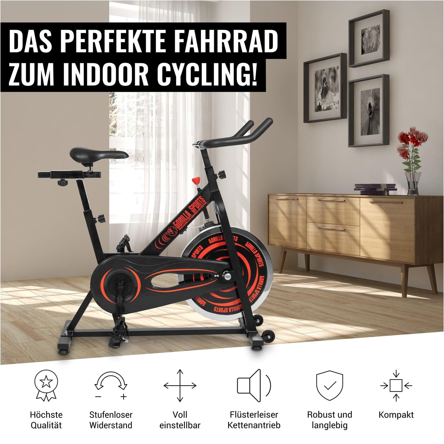 Indoor Cycling Fahrrad Schwarz/Rot