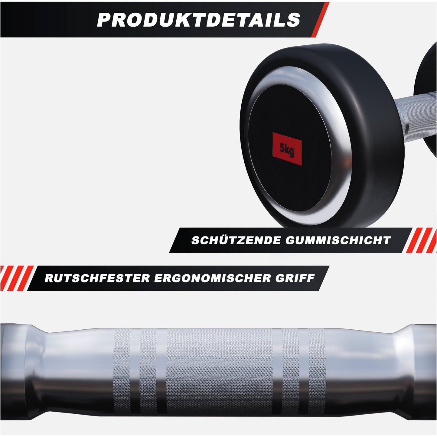 Kurzhantel Profi Gummi 2,5 kg - 50 kg