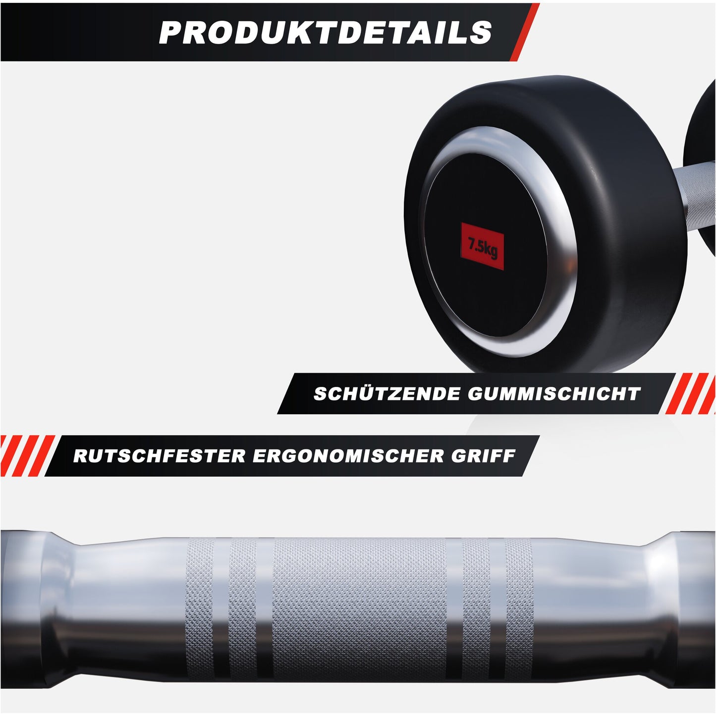 Kurzhantel Profi Gummi 2,5 kg - 50 kg