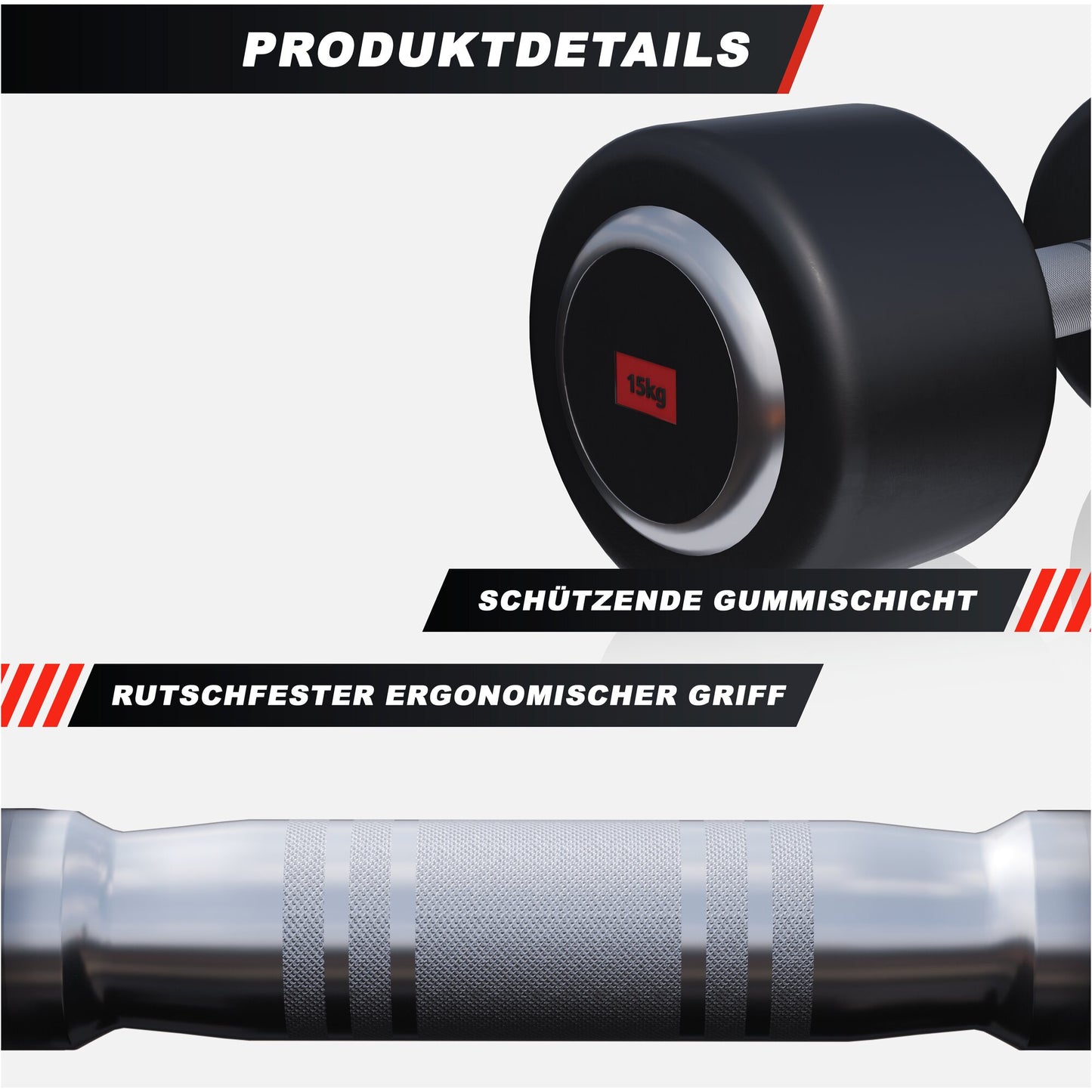 Kurzhantel Profi Gummi 2,5 kg - 50 kg