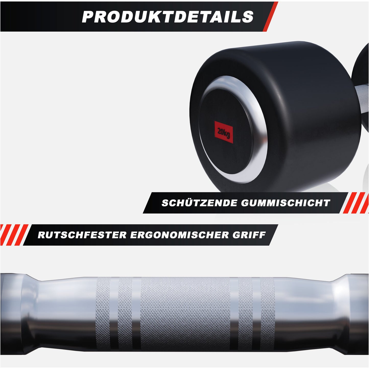 Kurzhantel Profi Gummi 2,5 kg - 50 kg