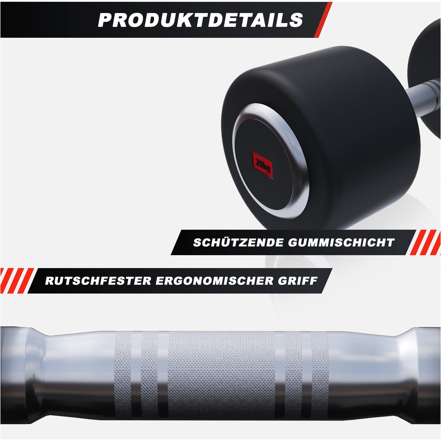 Kurzhantel Profi Gummi 2,5 kg - 50 kg