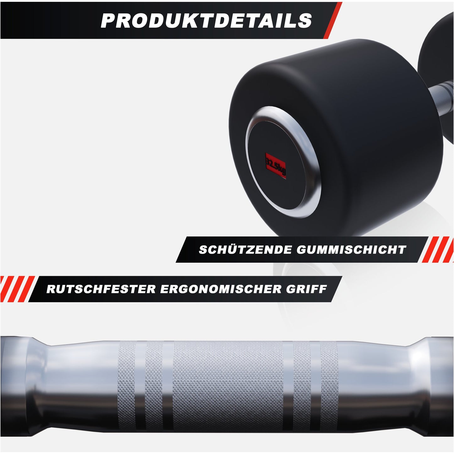 Kurzhantel Profi Gummi 2,5 kg - 50 kg