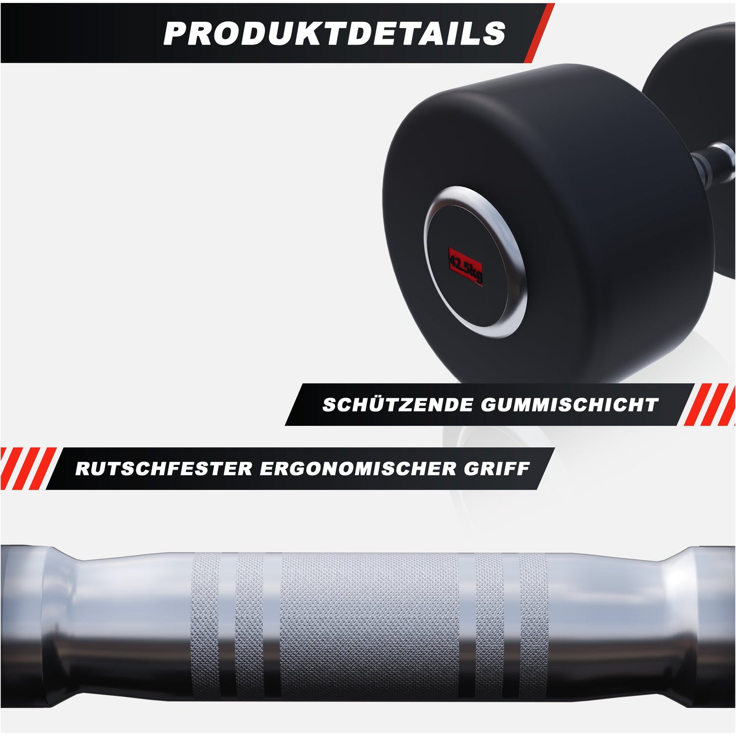 Kurzhantel Profi Gummi 2,5 kg - 50 kg