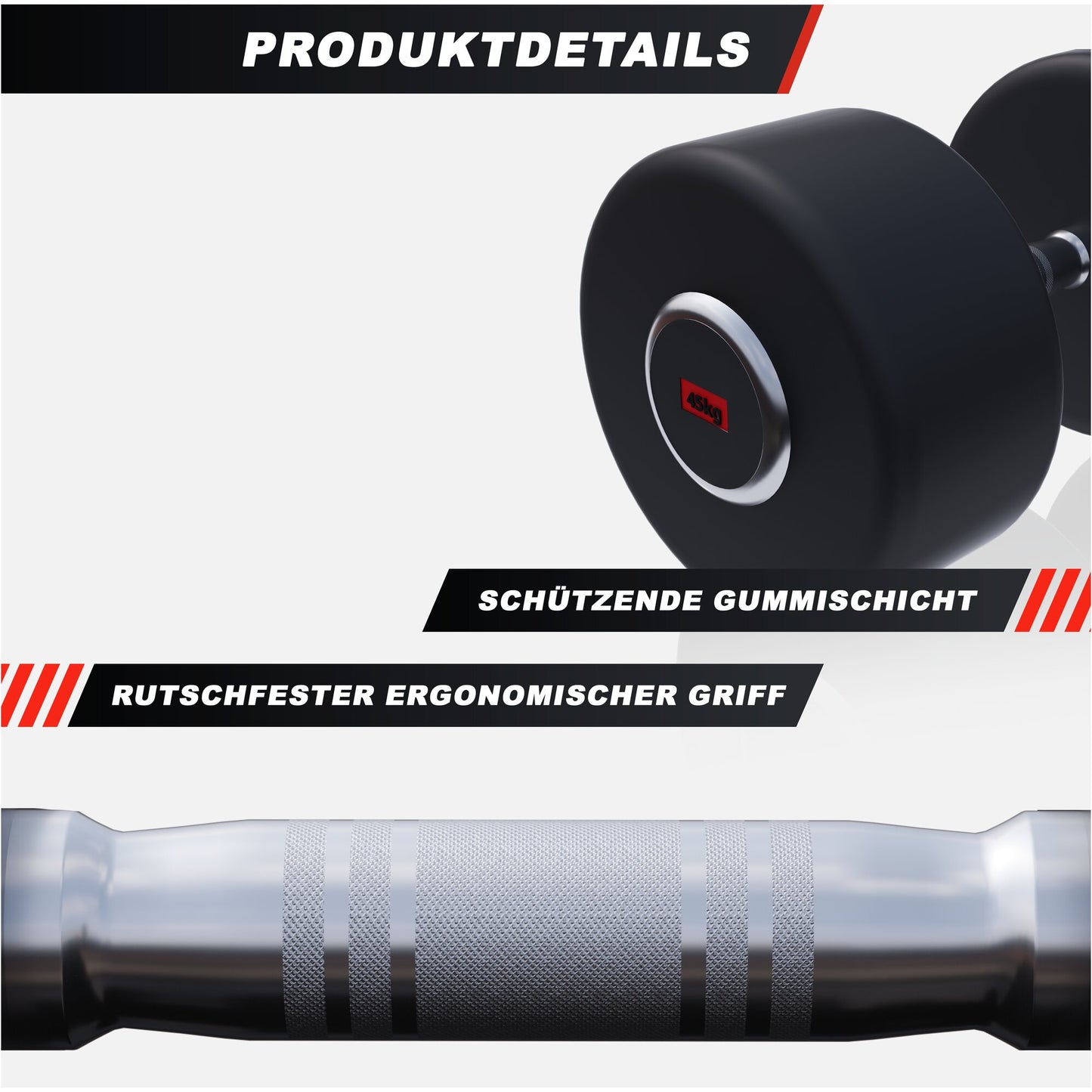 Kurzhantel Profi Gummi 2,5 kg - 50 kg