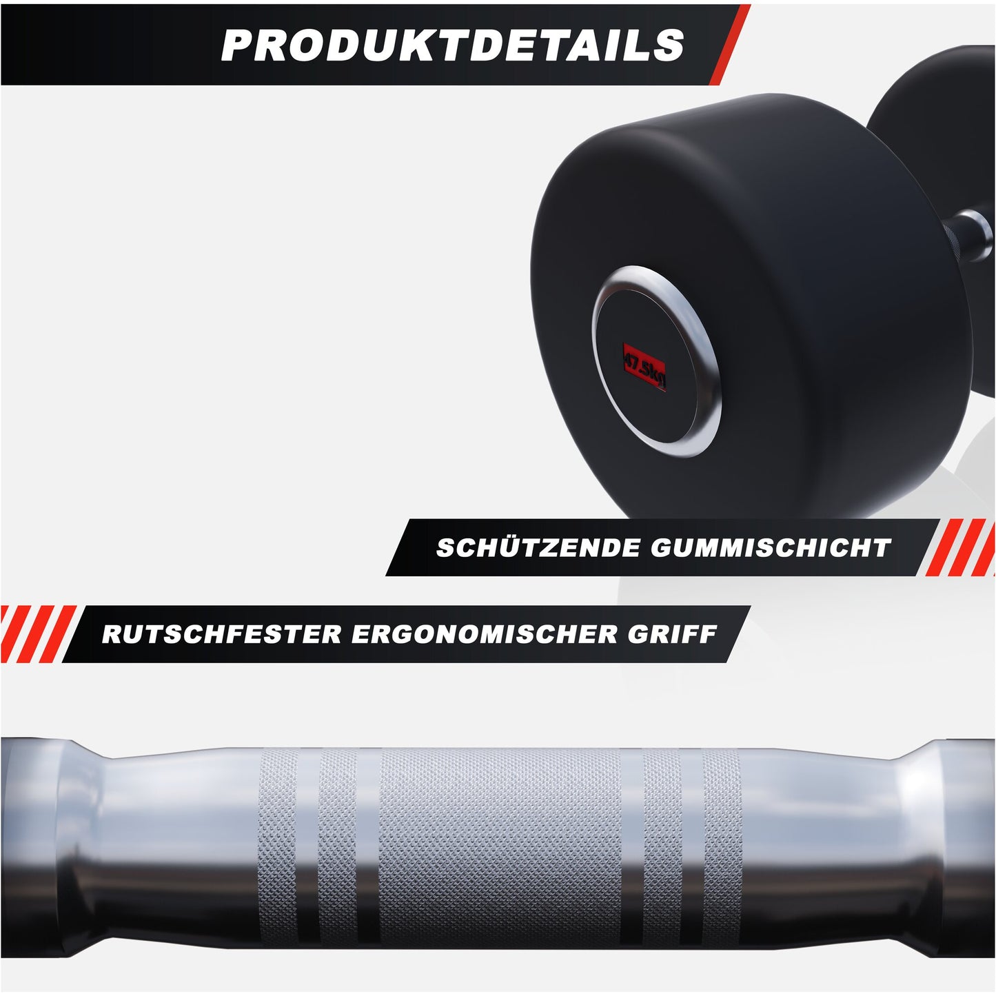 Kurzhantel Profi Gummi 2,5 kg - 50 kg