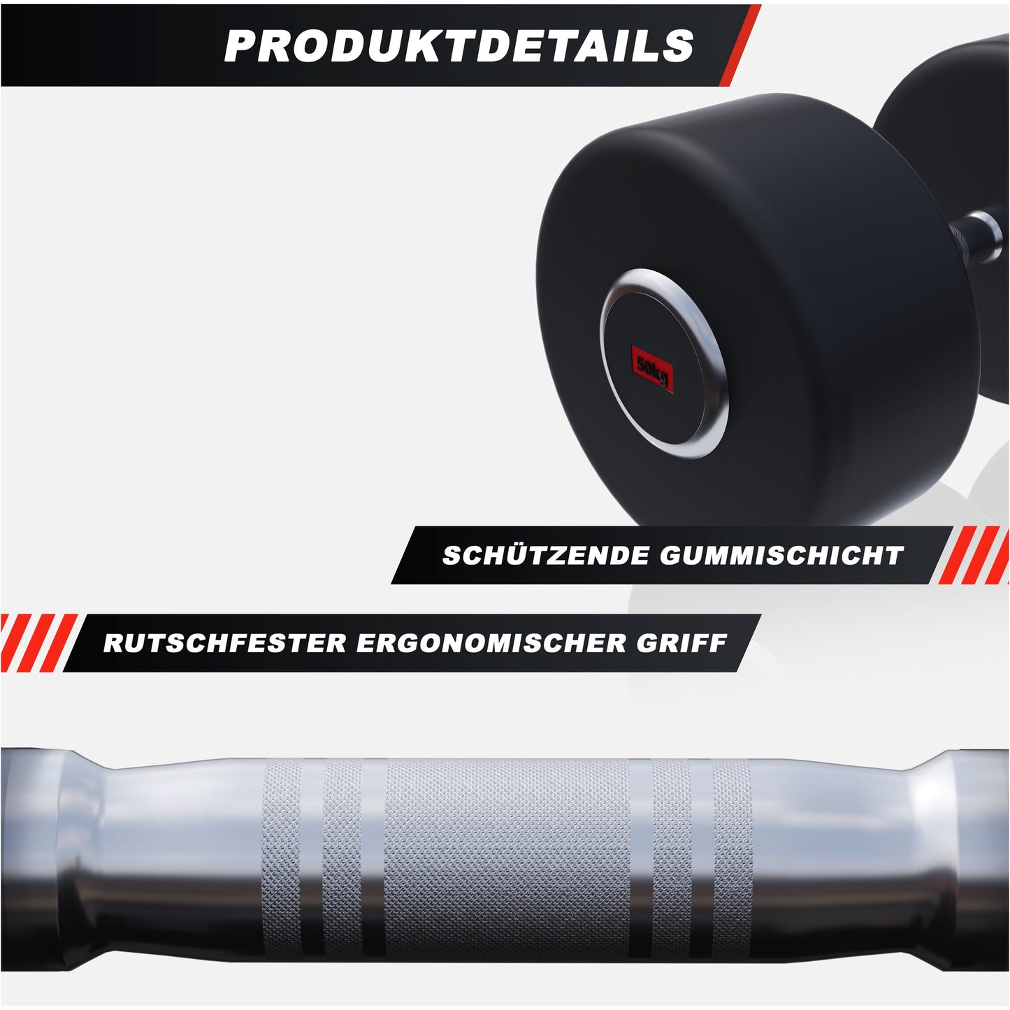 Kurzhantel Profi Gummi 2,5 kg - 50 kg