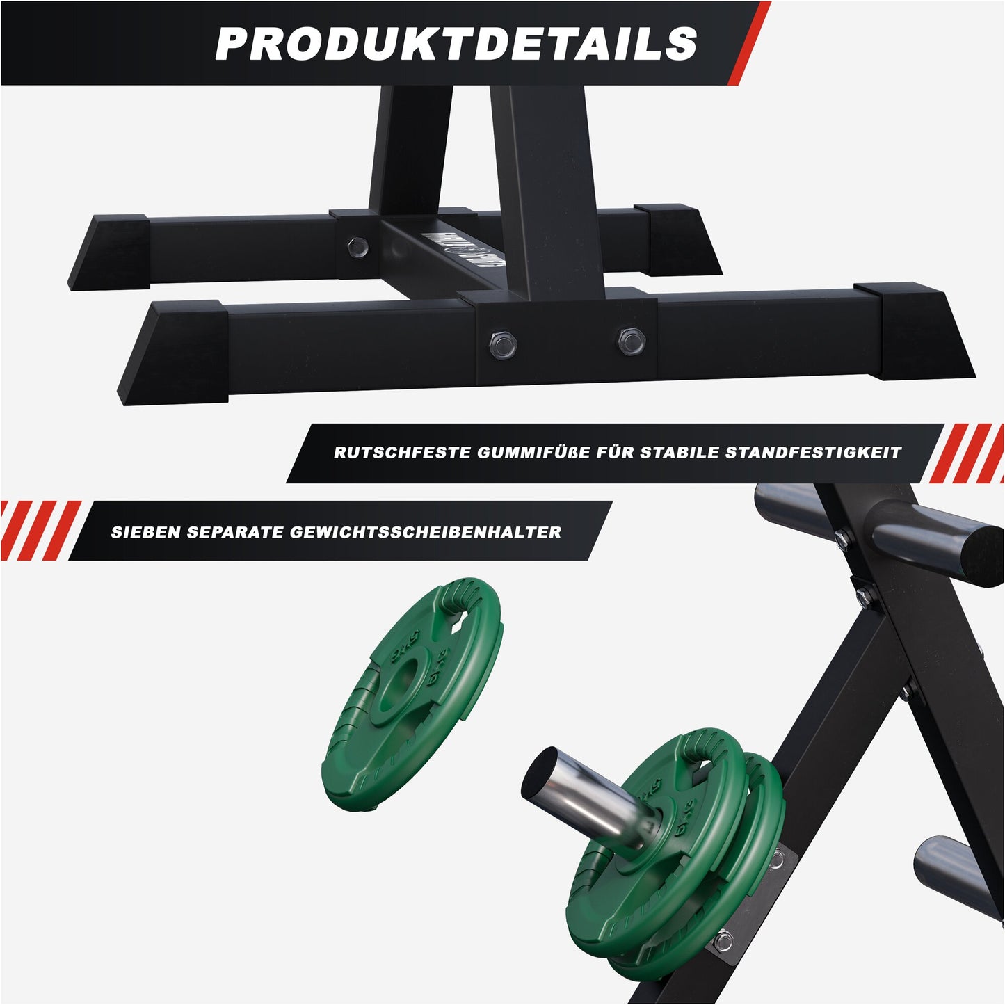 Hantelscheibenständer mit 4 Aufnahmen 50/51mm schwarz/weiß