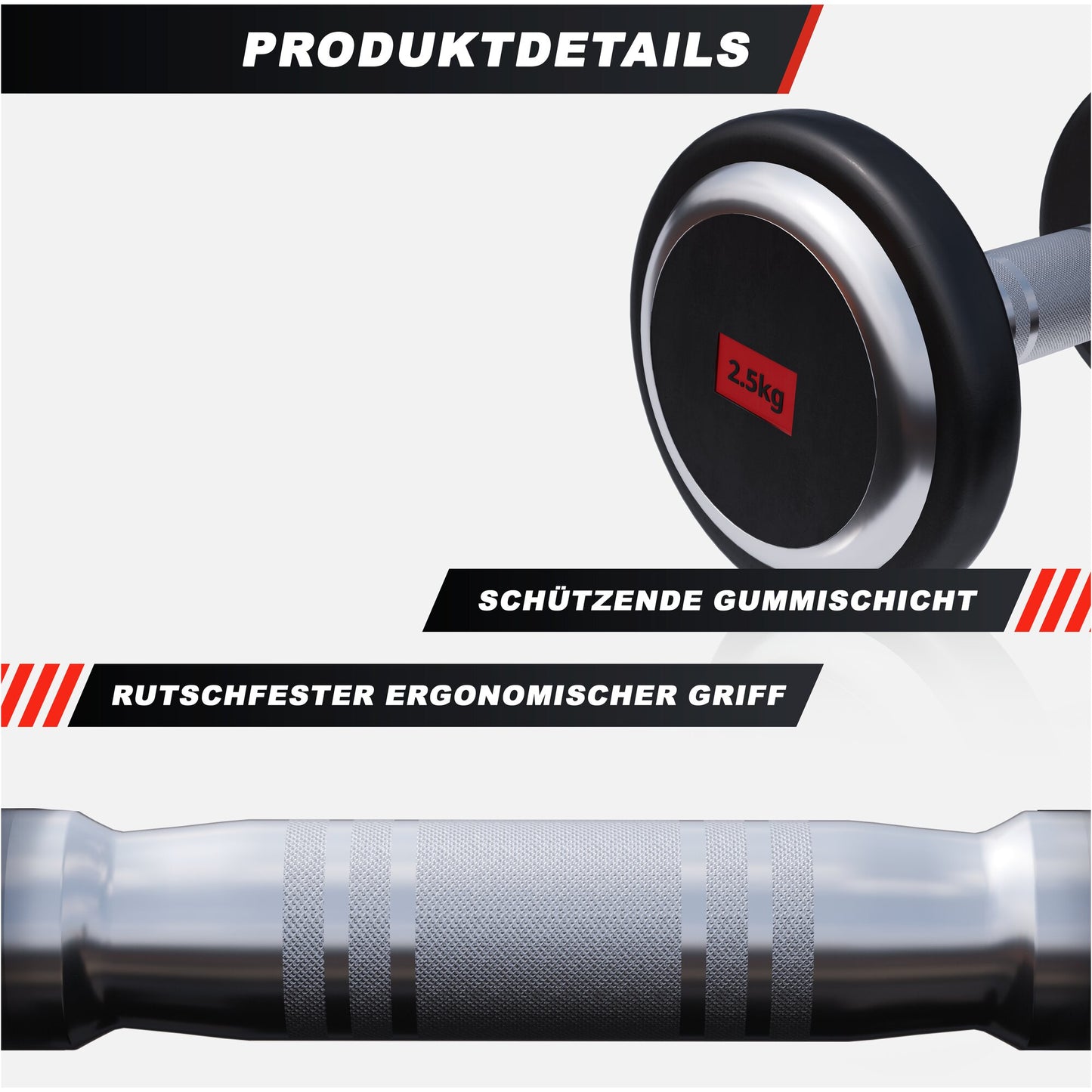 Kurzhantel Profi Gummi 2,5 kg - 50 kg