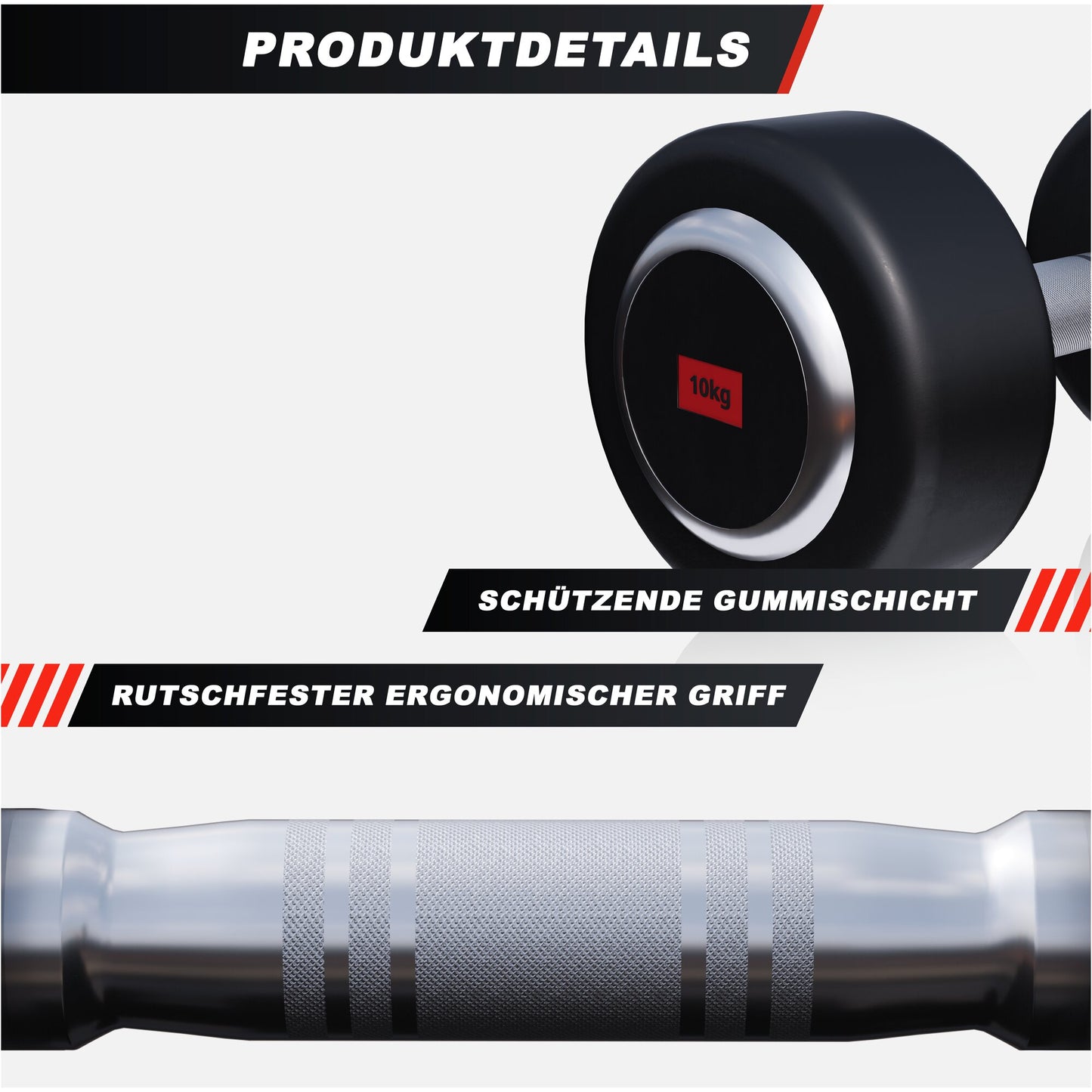 Kurzhantel Profi Gummi 2,5 kg - 50 kg