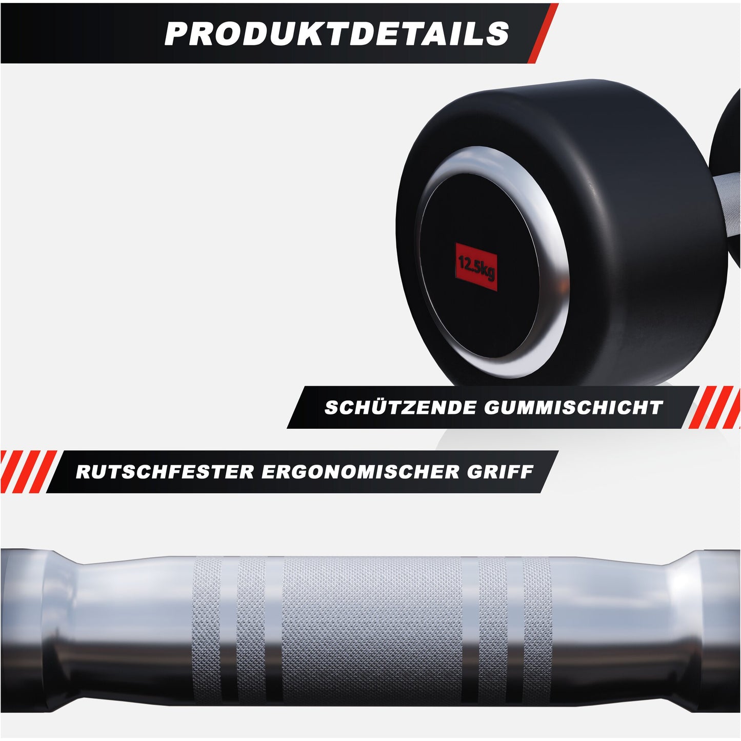 Kurzhantel Profi Gummi 2,5 kg - 50 kg