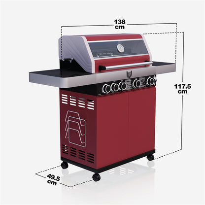 Gasgrill BBQ CHIEF 9.0, rot - MAXXUS